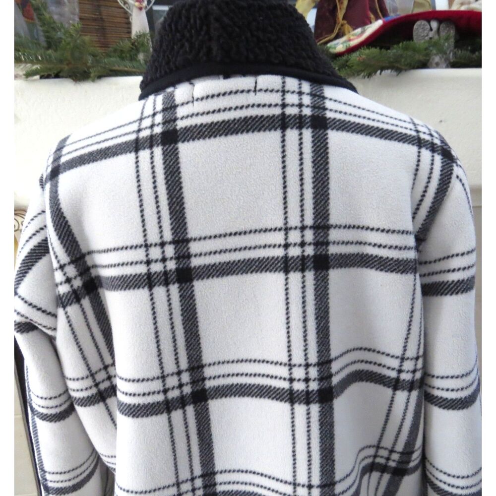 Sonoma Goods For Life Sherpa Fleece Waterfall Jacket black/white L EUC - Picture 7 of 10